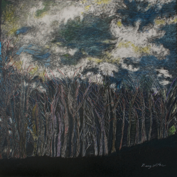 New Jersey Turnpike, Christmas Morning (no. 1), scratchboard and ink, 8" x 8", 2014