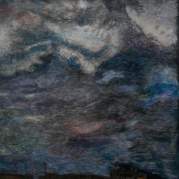 New Jersey Turnpike, Christmas Morning (no. 3), scratchboard and ink, 8" x 8", 2015