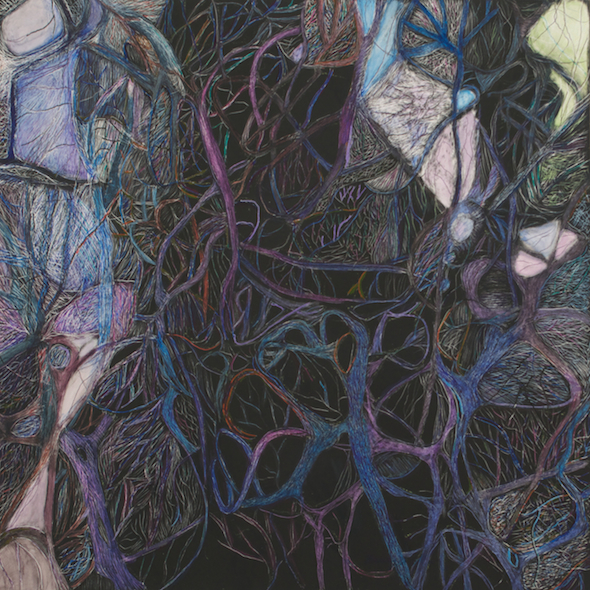 Running Through the Neuron Forest, scratchboard and ink, 8" x 8", 2015