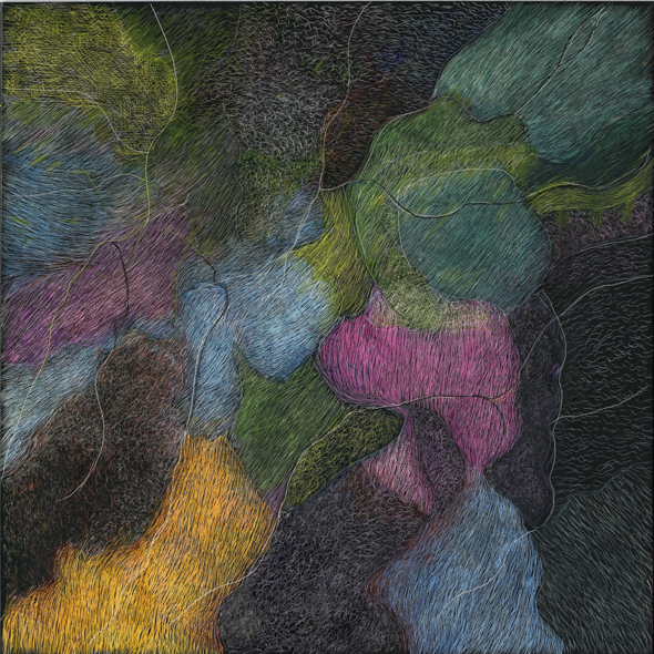 Turbulence, 8" x 8", scratchboard and ink, 2016