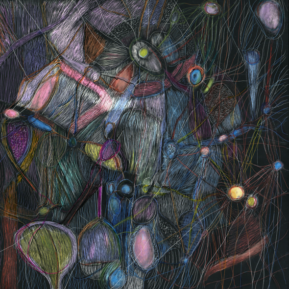 The Web of Depression, 8" x 8", scratchbook and ink, 2916