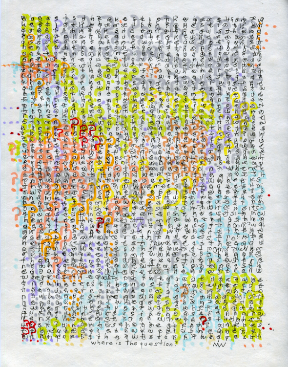 Where Is the Question?, ink on parchment paper, 11" x 8.5", 2016