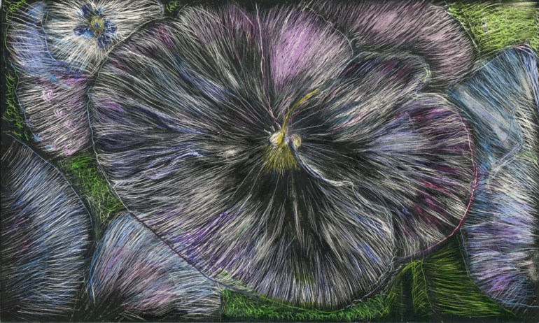 Dancer, scratchboard and ink, 3" x 5", 2016