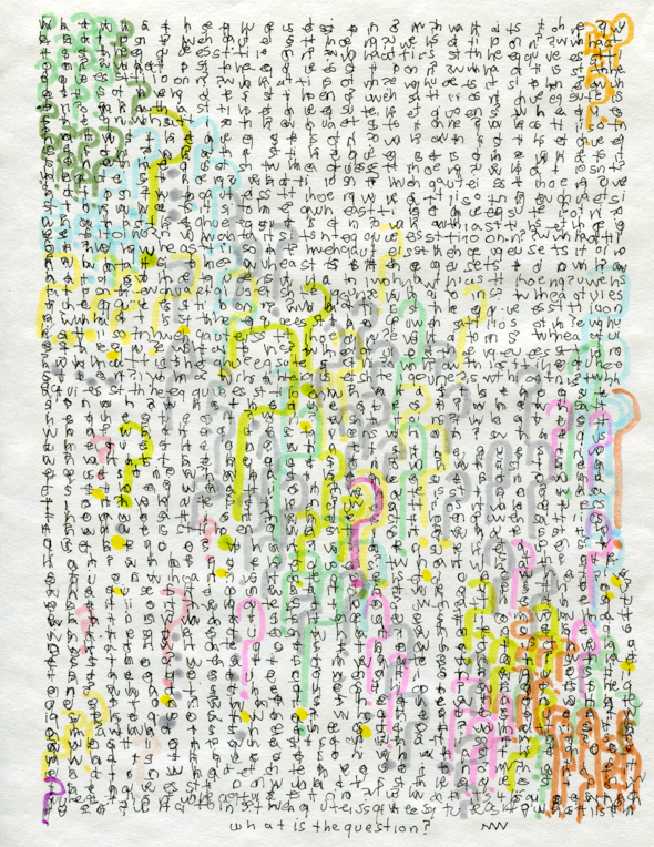 What Is the Question?, ink on parchment paper, 11" x 8.5", 2016