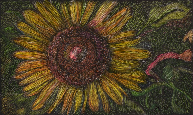 Yet Again,  scratchboard and ink, 3" x 5", 2016