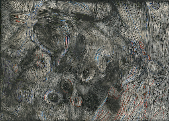 Branching Out, scratchboard and ink, 5 x 7 in., 2016