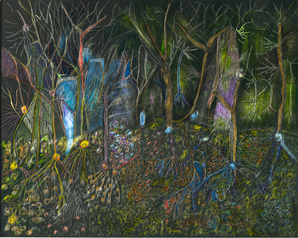 Thinking in Circles, scratchboard and ink, 8 x 10 in., 2016